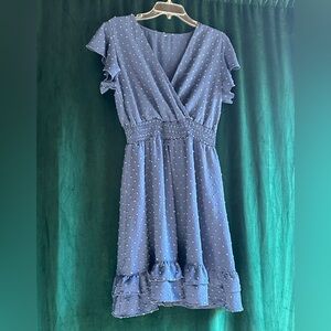 Blue Ruffle Sleeve Dress